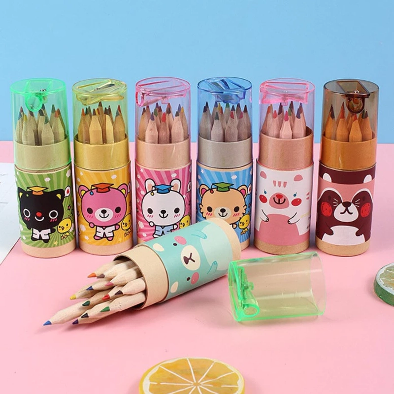 Product image KAHASIL - Pensil Warna Lengkap 12in1 + Serutan Karakter Kemasan Tabung KMJ114 all variant COKELAT